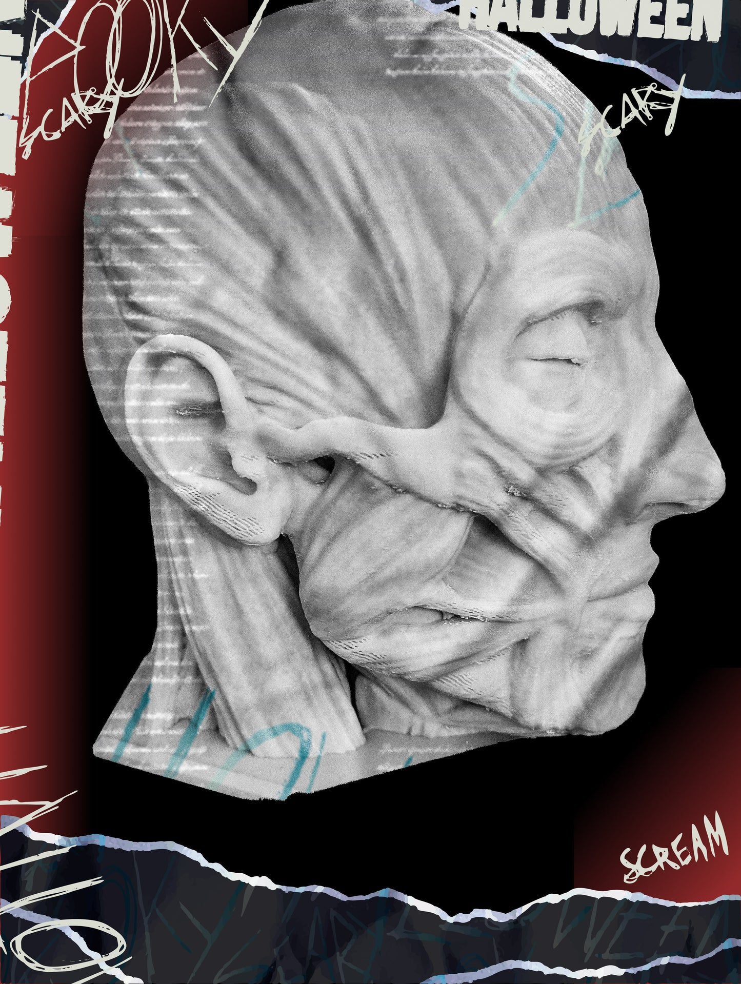 Anatomically correct human head headphone stand