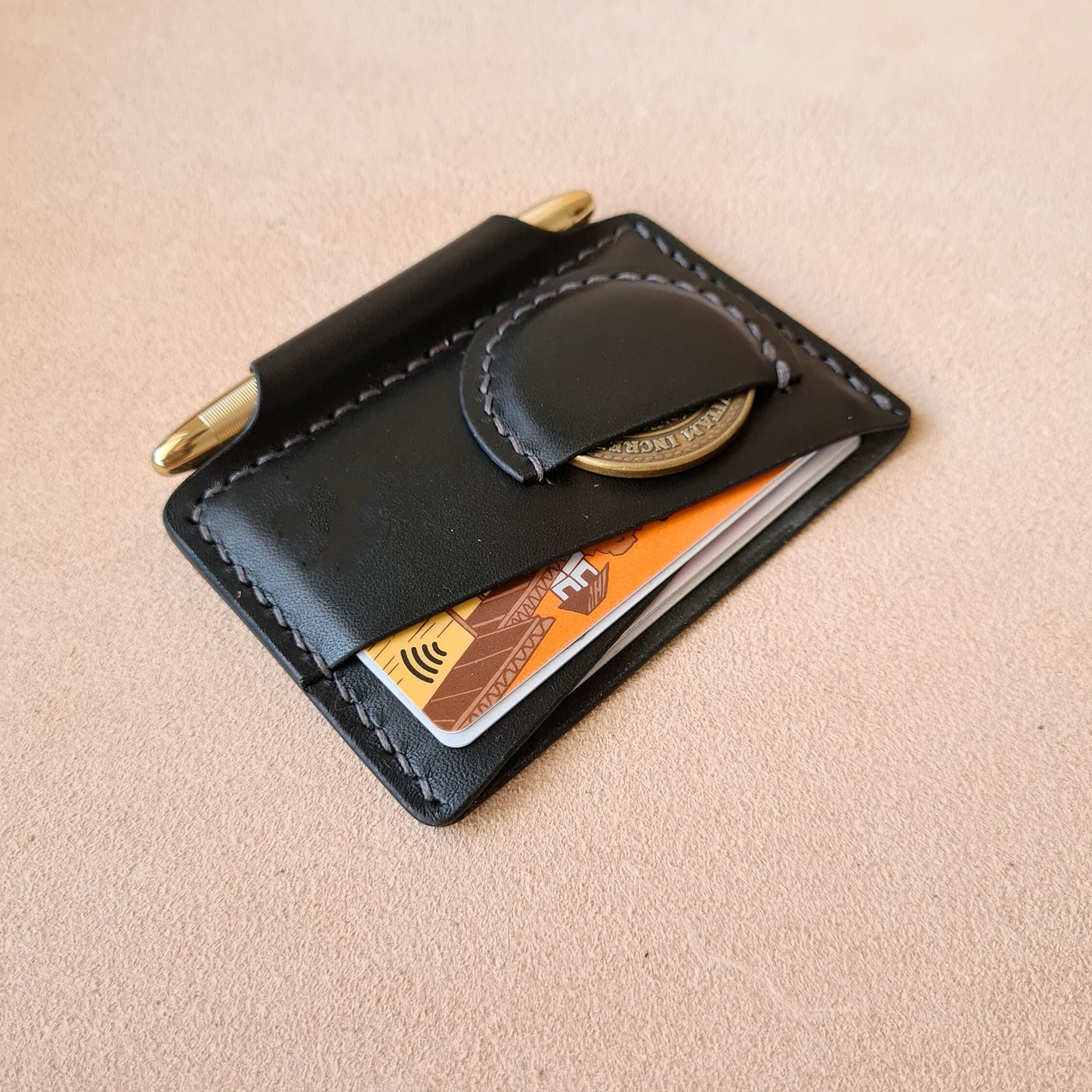Two-Pocket Card Wallet with Pen &amp; Coin Slot – Digital Template (PDF Download)