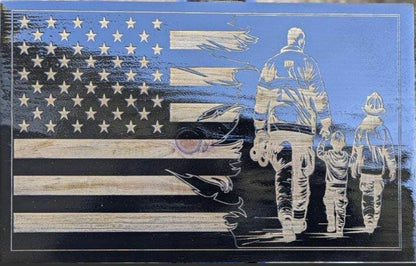 Firefighter flag plaque