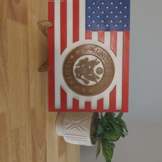 US Army desktop wood flag with optional custom plaque