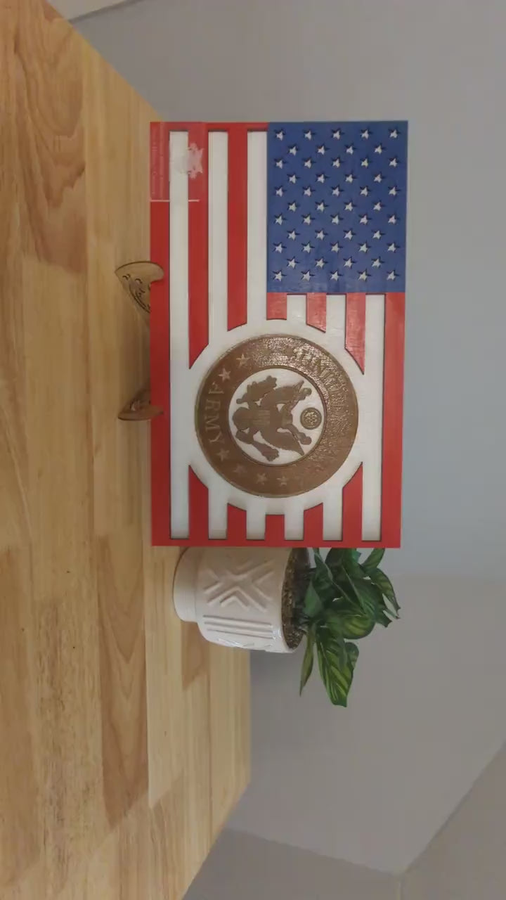 US Army desktop wood flag with optional custom plaque