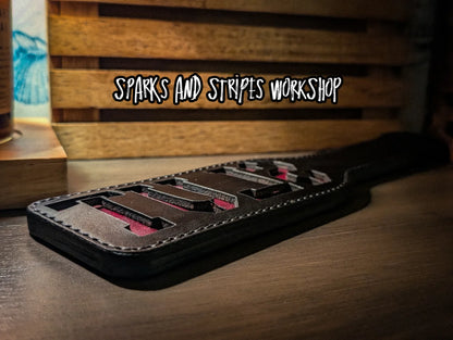 "SLUT" Leather Spanking Paddle – 30oz Handcrafted Impact Tool