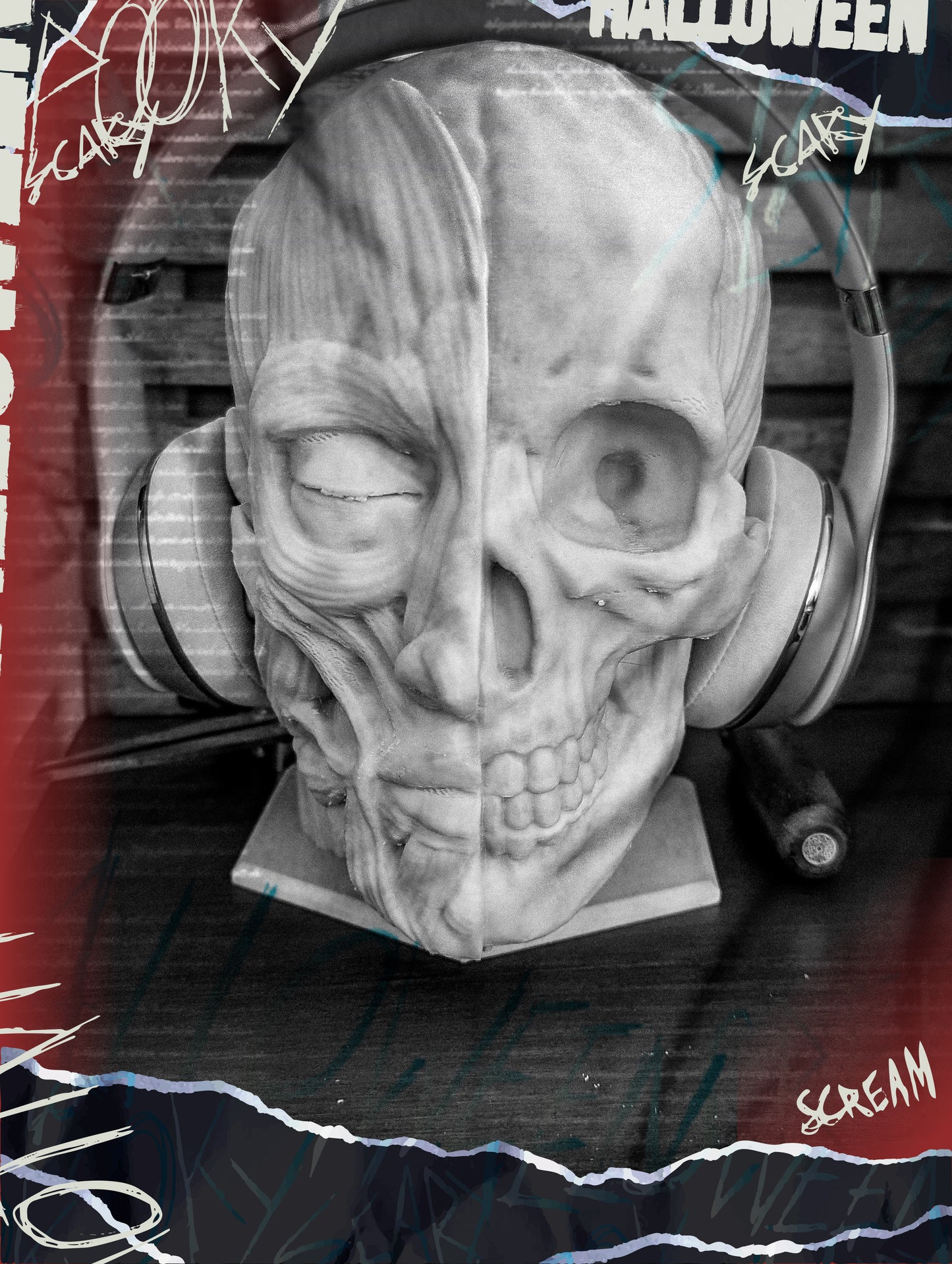 Anatomically correct human head headphone stand