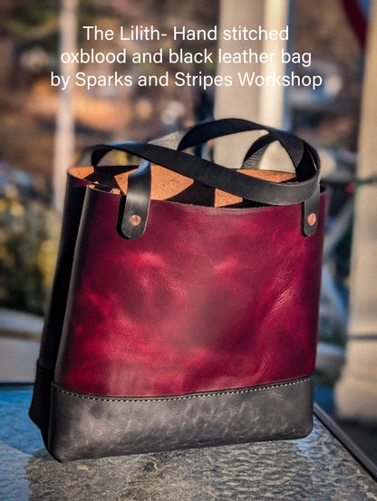 The "Lilith" oxblood tote bag