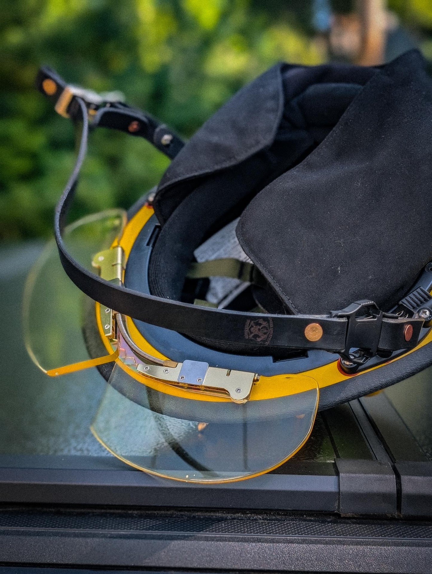 Firefighter Leather Helmet Strap – Black Bridle Leather